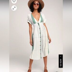 O’Neil - Reid Light Blue Multi Stripe Button-Up Midi Dress